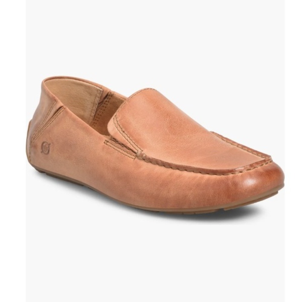 NEW Børn Marcel Mens Tan Brown Leather Slip‎ On Loafers Comfort Dress Shoes
